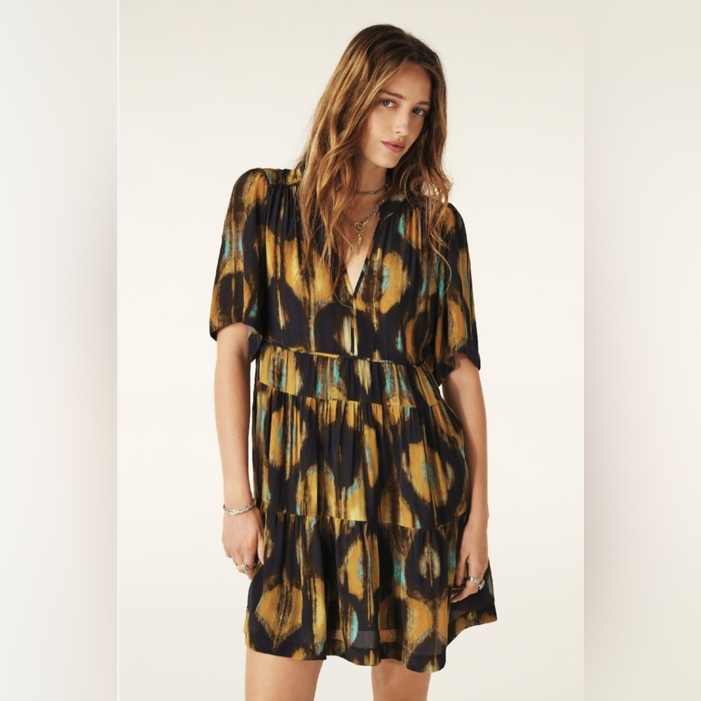 ba&sh Vibrant Patterned Long Sleeve Dress